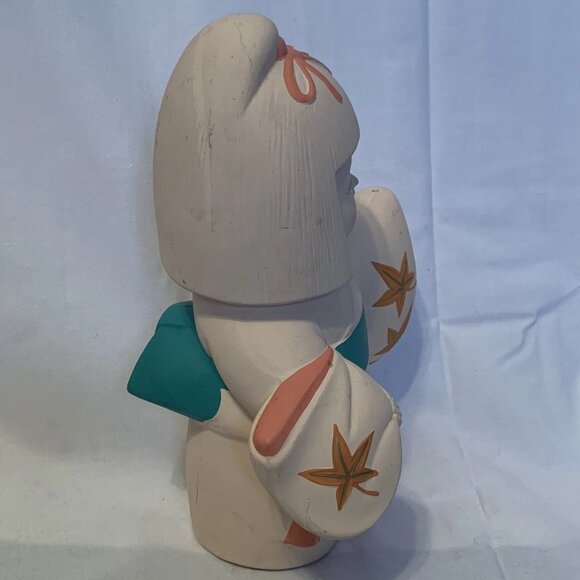 Ceramic Geisha Figure - The Orient Inc - Kawaii - Maple Leaf Design- 10” Tall - Picture 6 of 10